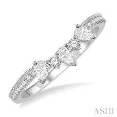 3/8 Ctw Pear and Round Cut Diamond Wedding Band in 14K White Gold
