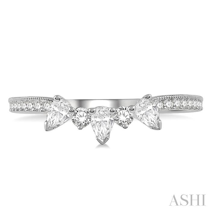 3/8 Ctw Pear and Round Cut Diamond Wedding Band in 14K White Gold