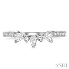 3/8 Ctw Pear and Round Cut Diamond Wedding Band in 14K White Gold