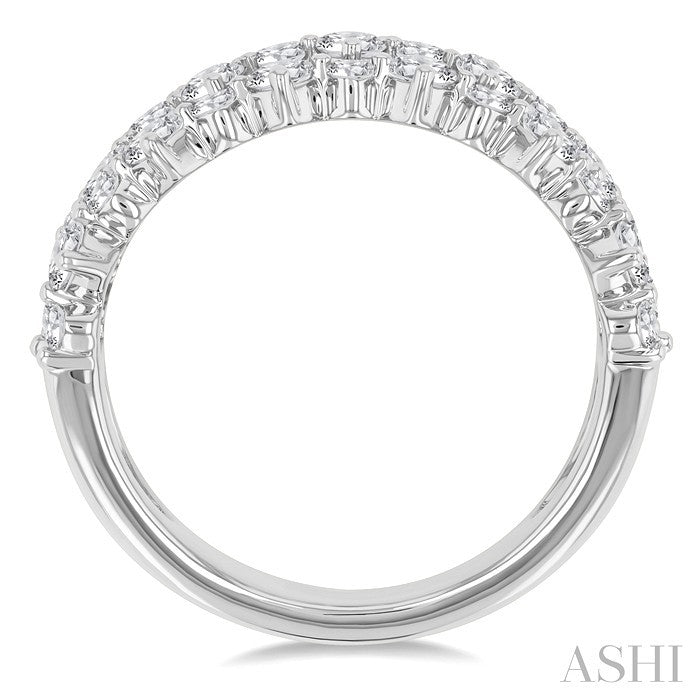 1 1/2 Ctw Triple Row Round Cut Diamond Fashion Band in 14K White Gold