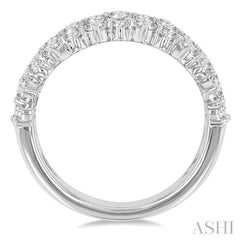 1 1/2 Ctw Triple Row Round Cut Diamond Fashion Band in 14K White Gold