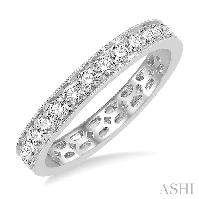 1 Ctw Round Cut Diamond Eternity Wedding Band in 14K White Gold