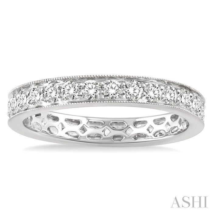1 Ctw Round Cut Diamond Eternity Wedding Band in 14K White Gold