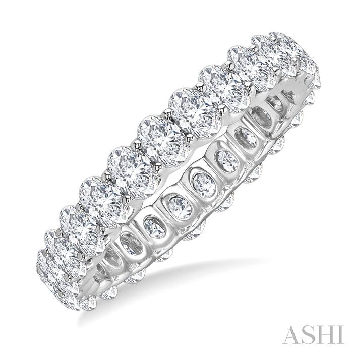2 1/4 Ctw North-South Set Oval Cut Diamond Eternity Wedding Band in 14K White Gold