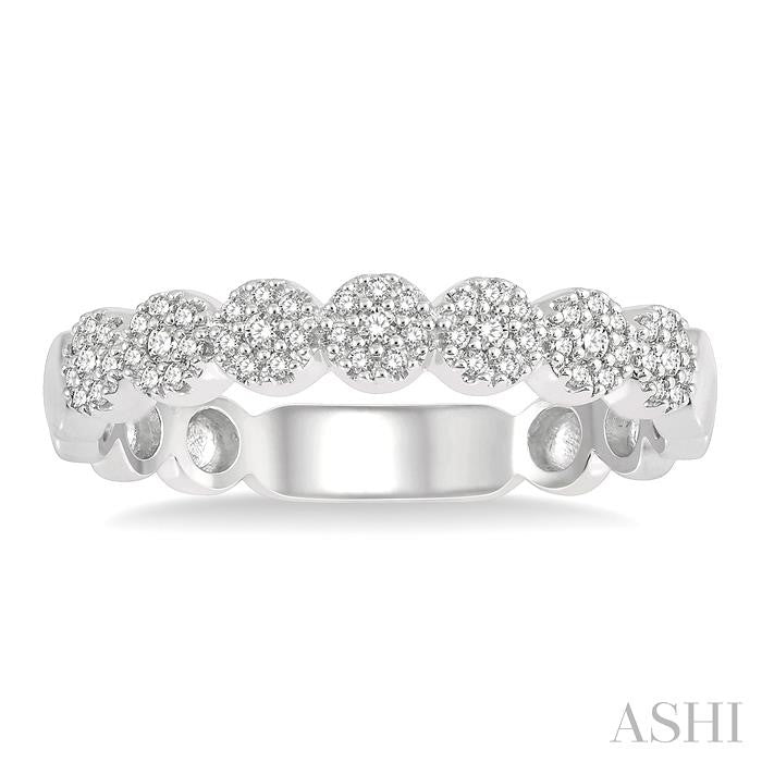1/5 Ctw Circular Mount Floral Round Cut Diamond Stack Band in 14K White Gold