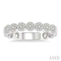 1/5 Ctw Circular Mount Floral Round Cut Diamond Stack Band in 14K White Gold