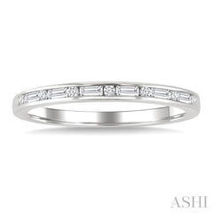 1/5 Ctw Baguette and Round Cut Diamond Stackable Fashion Band in 10K White Gold