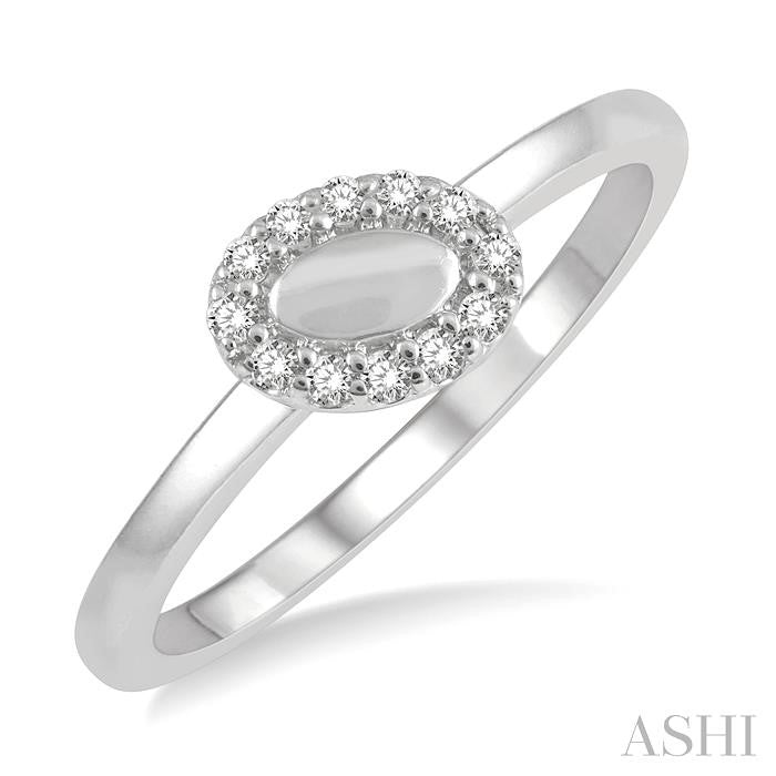 1/10 Ctw Oval Mount Round Cut Diamond Stack Band in 14K White Gold