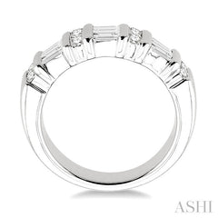 1 Ctw Baguette and Round Cut Diamond Fashion Band in 14K White Gold