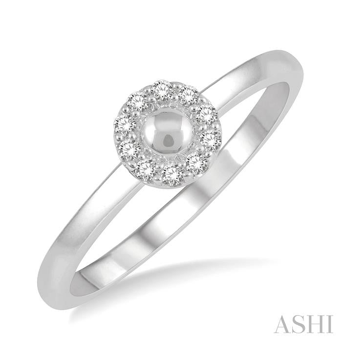 1/10 Ctw Circular Center Round Cut Diamond Stackable Ring in 14K White Gold