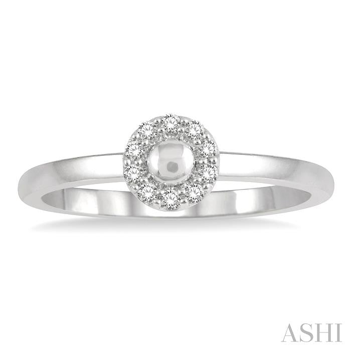 1/10 Ctw Circular Center Round Cut Diamond Stackable Ring in 14K White Gold
