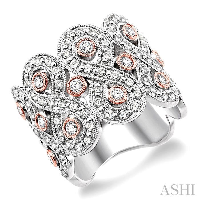 1 1/2 Ctw Diamond Fashion Band in 14K White and Rose Gold