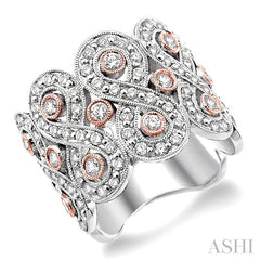1 1/2 Ctw Diamond Fashion Band in 14K White and Rose Gold
