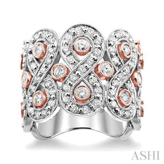 1 1/2 Ctw Diamond Fashion Band in 14K White and Rose Gold