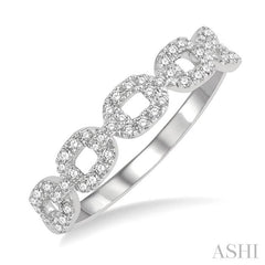 1/4 Ctw Box Chain Link Round Cut Diamond Ladies Band in 14K White Gold