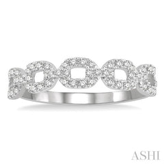 1/4 Ctw Box Chain Link Round Cut Diamond Ladies Band in 14K White Gold