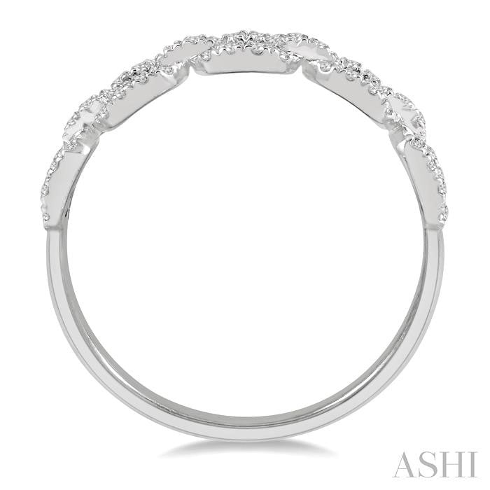1/4 Ctw Box Chain Link Round Cut Diamond Ladies Band in 14K White Gold