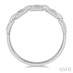 1/4 Ctw Box Chain Link Round Cut Diamond Ladies Band in 14K White Gold