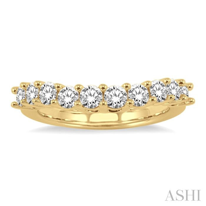 1 Ctw Round Cut Diamond 'V' Shape Band in 14K Yellow Gold