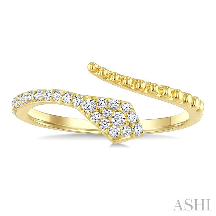 1/5 Ctw Serpent Bead Round Cut Diamond Open Fashion Ring in 10K Yellow Gold