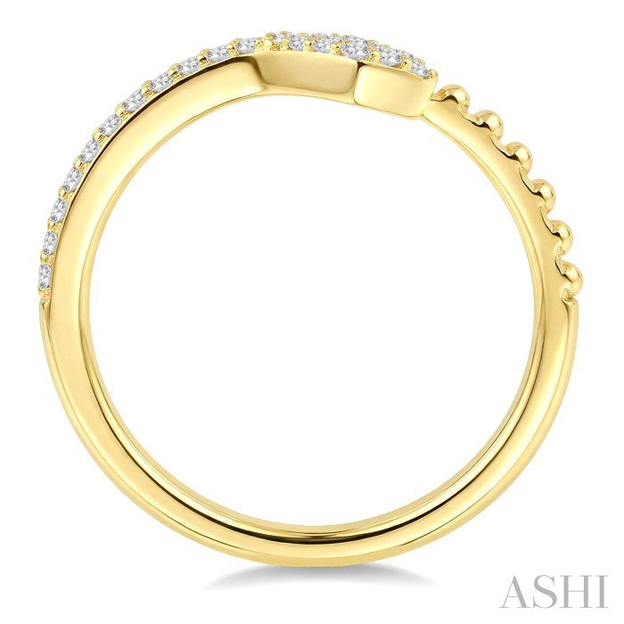 1/5 Ctw Serpent Bead Round Cut Diamond Open Fashion Ring in 10K Yellow Gold