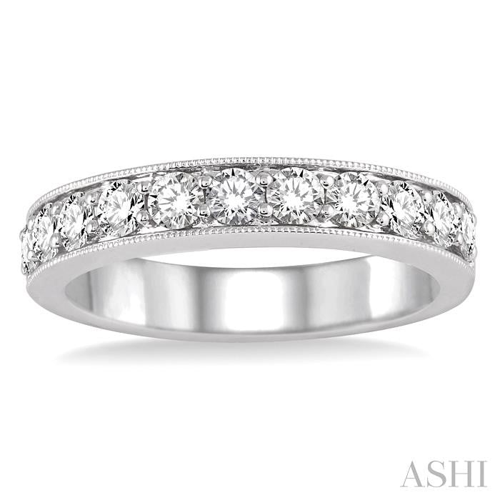 3/4 Ctw Round Cut Diamond Wedding Band in 14K White Gold