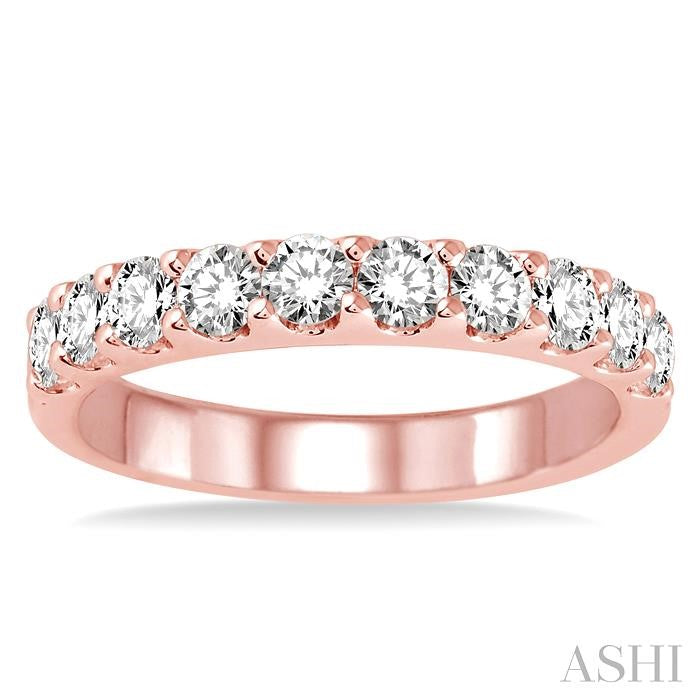 1 Ctw Round Cut Diamond Wedding Band in 14K Rose Gold