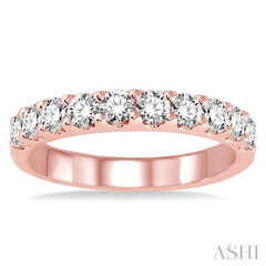 1 Ctw Round Cut Diamond Wedding Band in 14K Rose Gold