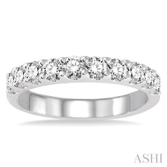 1 Ctw Round Cut Diamond Wedding Band in 14K White Gold