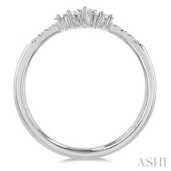 1/4 Ctw Chevron Baguette Crown and Round Cut Diamond Fashion Ring in 14K White Gold
