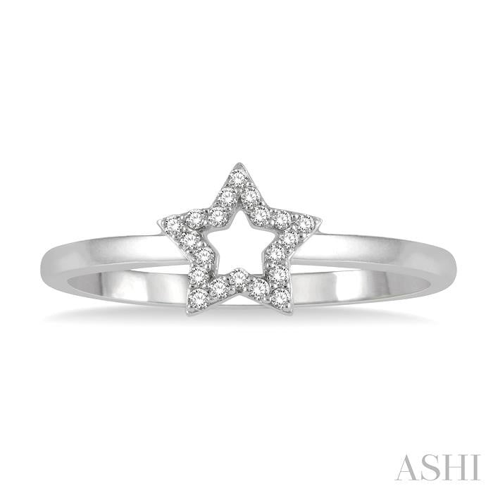 1/20 Ctw Cutout Star Round Cut Diamond Ladies Ring in 10K White Gold