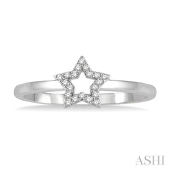 1/20 Ctw Cutout Star Round Cut Diamond Ladies Ring in 10K White Gold