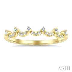 1/8 Ctw Round Cut Diamond Wave Stackable Band in 10K Yellow Gold