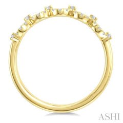 1/8 Ctw Round Cut Diamond Wave Stackable Band in 10K Yellow Gold