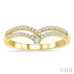 1/4 Ctw Round Cut Diamond Interlocked Twin Chevron Fashion Ring in 14K Yellow Gold