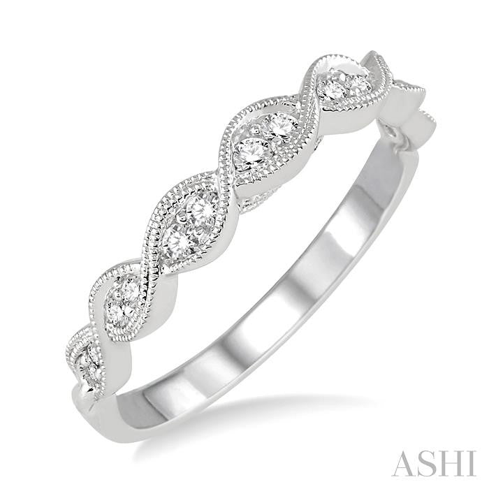 1/5 Ctw Round Diamond Wedding Band in 14K White Gold