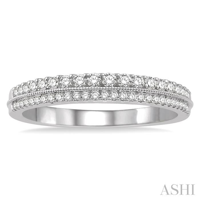 1/3 Ctw Twin Row Round Cut Diamond Band in 14K White Gold