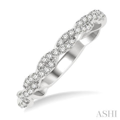1/4 Ctw Entwined Round Cut Diamond Stackable Twist Band in 14K White Gold