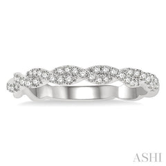 1/4 Ctw Entwined Round Cut Diamond Stackable Twist Band in 14K White Gold