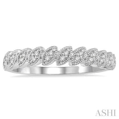 1/10 Ctw Leaf Motif Round Cut Diamond Stackable Band in 14K White Gold