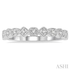 1/10 Ctw Square & Rhombus Mount Round Cut Diamond Stackable Band in 14K White Gold