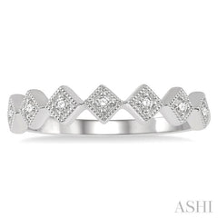 1/10 Ctw Rhombus Lattice Round Cut Diamond Stackable Band in 14K White Gold