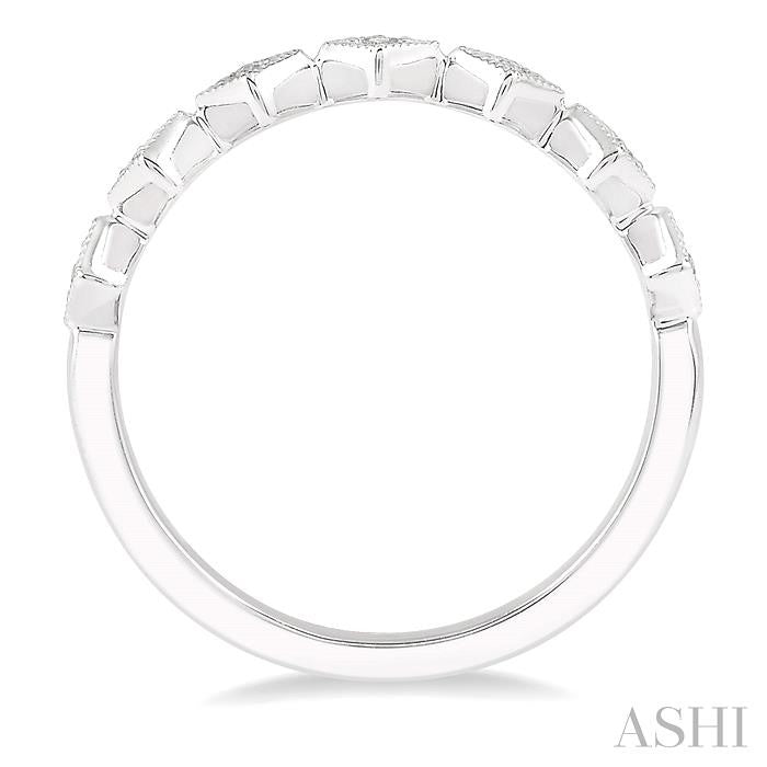 1/10 Ctw Rhombus Lattice Round Cut Diamond Stackable Band in 14K White Gold
