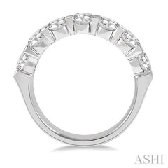 1 1/2 Ctw 7 Stone Round Cut Diamond Wedding Band in 14K White Gold