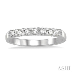 1/3 Ctw 7 Stone Round Cut Diamond Wedding Band in 14K White Gold