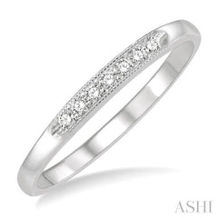 1/10 Ctw 7 Stone Round Cut Diamond Wedding Band in 14K White Gold
