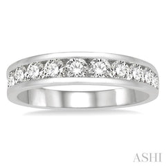1 Ctw Channel Set 11 Stone Round Cut Diamond Wedding Band in Platinum