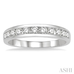 1/2 Ctw Channel Set 11 Stone Round Cut Diamond Wedding Band in 14K White Gold