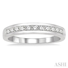 1/3 Ctw Channel Set 11 Stone Round Cut Diamond Wedding Band in 14K White Gold