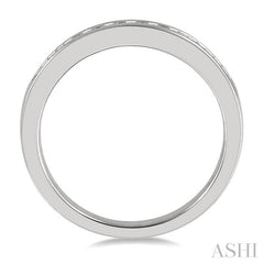 1/3 Ctw Channel Set 11 Stone Round Cut Diamond Wedding Band in 14K White Gold